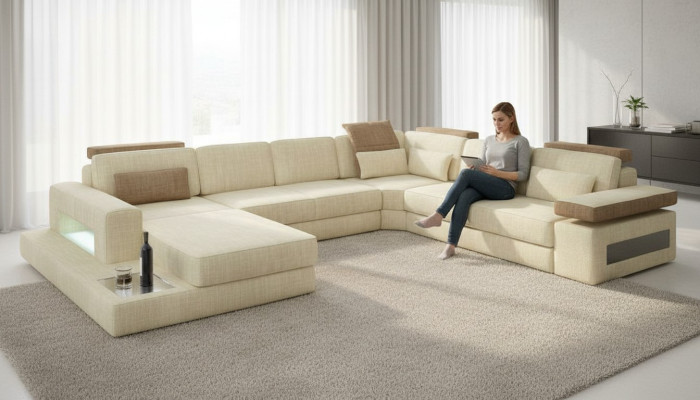 U-shaped sofa bed function couch design upholstery fabric corner living landscape corner sofa fabric