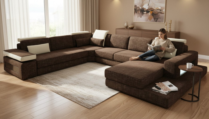 U-shape couch design upholstery corner modern sofas textile living landscape corner sofa fabric