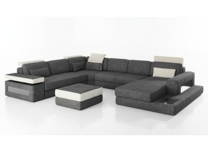 Sectional sofa design, upholstery, textile, new living landscape, U-shape, bed function, fabric.