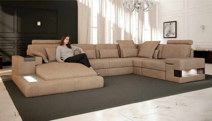 UForm Upholstered Couches Textile Design Illuminated Living Landscape Corner Sofa Sofa Couch