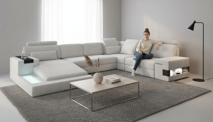 Corner sofa living area sofa couch U shape upholstered sofa textile design furniture new