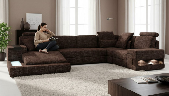 Corner sofa U-shape modern sofa leather sofa corner sofa upholstery fabric textile design sofa