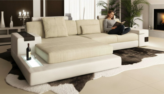 L-shaped bed function couch leather sofas couches sleep sofa design corner sofa