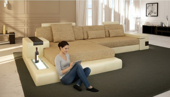 L-shape sofa couch design couch fabric modern upholstered living area corner sofa new