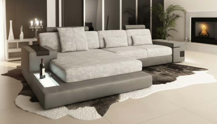 Design sofa couch corner upholstery living room L-shape modern elegant textile fabric