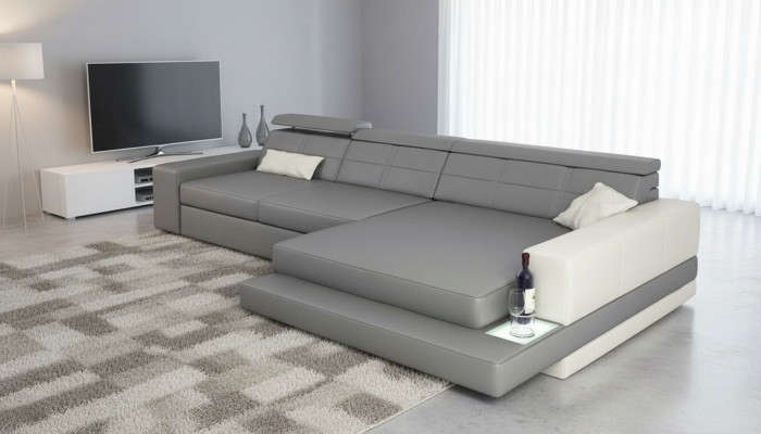 XXL Couch Corner Sofa Leather Living Landscape Sofa Design Modern Sofa L-Shape