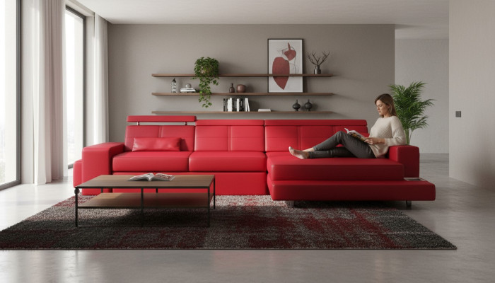 Furniture Corner Sofa Leather Sofa Couch Upholstery Corner Seat Living Landscape L-Shape New