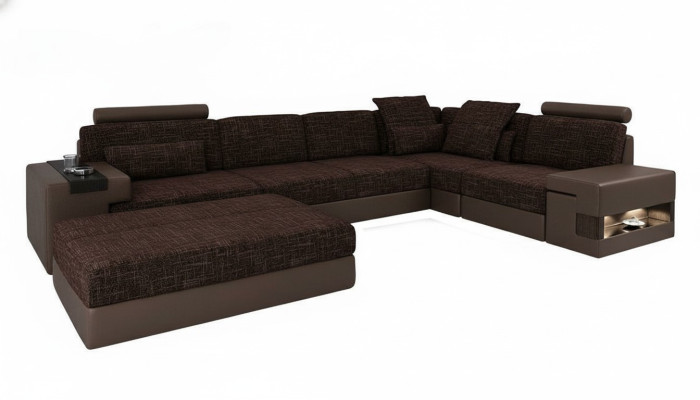 Upholstery Set Living Room L-Shape Modern Designer Sofa Couch Corner with Ottoman Furniture