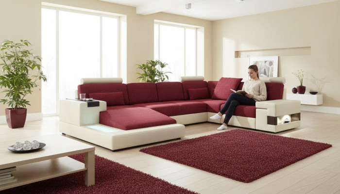 Leather sofa designer sofa U-shape living landscape couch upholstered corner sofa new