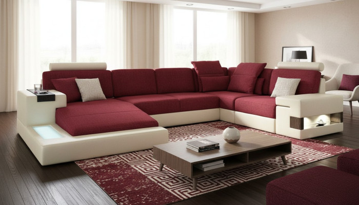 Leather sofa designer sofa U-shape living landscape couch upholstered corner sofa new