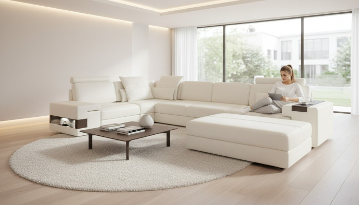 Designer sofa upholstery couch corner sofa with ottoman set living landscape L-shape