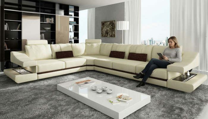 Design living landscape corner sofa textile leather new sofas L shape sofa couch upholstery