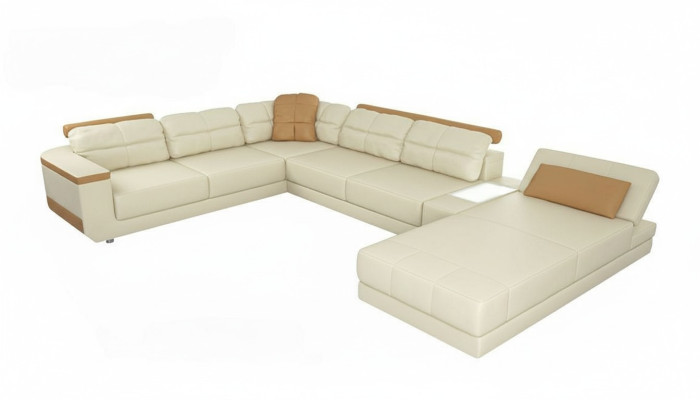 Designer leather fabric seat modern corner sofa U-shaped living room design couch upholstery