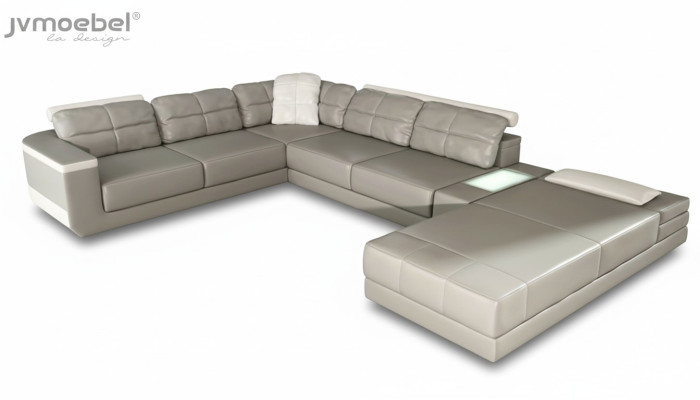 Living area corner sofa couch gray leather upholstery seat corner sofa U-shape sofas new