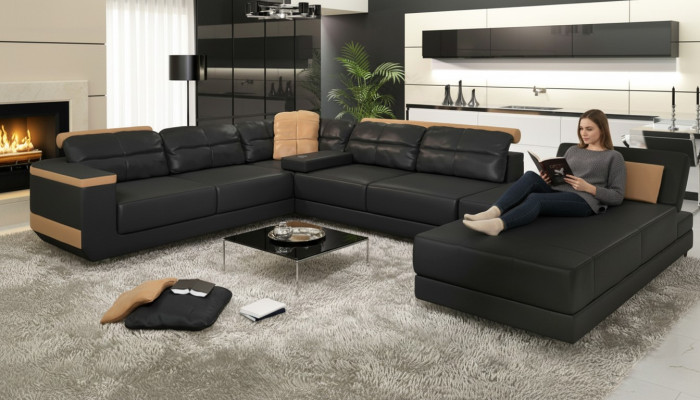 Modern sofas living landscape corner sofa fabric U-shaped couch design upholstery textile corner