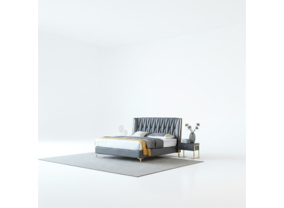 Hotel Luxus Design Beds Upholstery Metal Leather Bedroom Stainless Steel