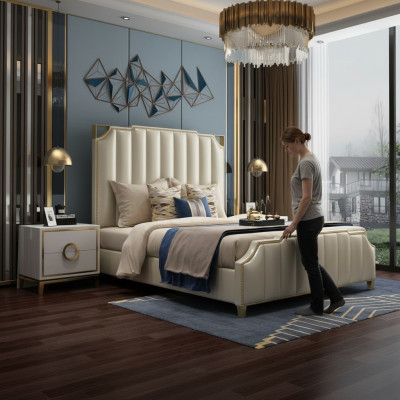 Design bed beds 180x200cm Dubai double hotel wood bedroom luxury