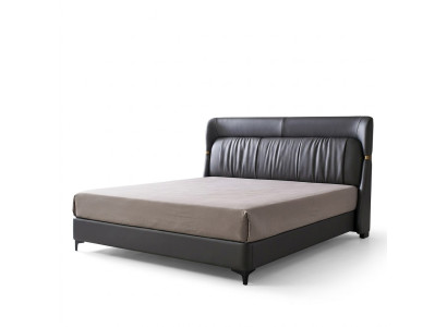 Luxury bed, bedroom, leather upholstery, decorative double beds, metal design