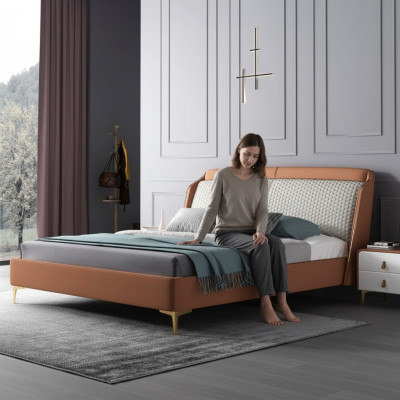 Bed cushion design luxury double hotel marriage sleep room leather 180x200cm