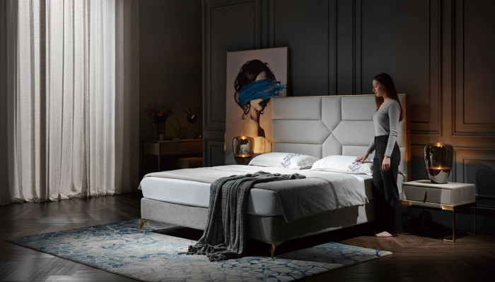 Luxury design bed, upholstered double hotel beds, king size 180x200cm bedroom
