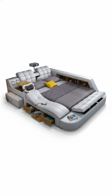 Multifunction Deluxe Beds Massage Bed Hotel Upholstery LED USB Radio