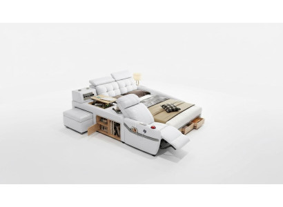 Bed Massage Lounger Multifunction Beds Upholstery USB Shelf Leather Upholstery Luxury