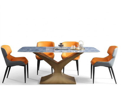 Luxury Dining Table Metal Stainless Steel Tables Furniture Column Table Dining Tables Marble Style