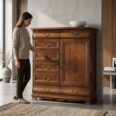 Modern brown dresser, wooden dressers, design furniture, sideboard, shelf, hotel, new.