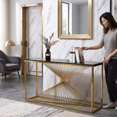 Designer luxury console table console tables wood metal design gold