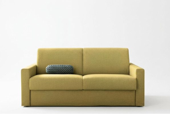Two-seater designer sofa, 2-seater yellow fabric sofa, sofa bed, Italian furniture