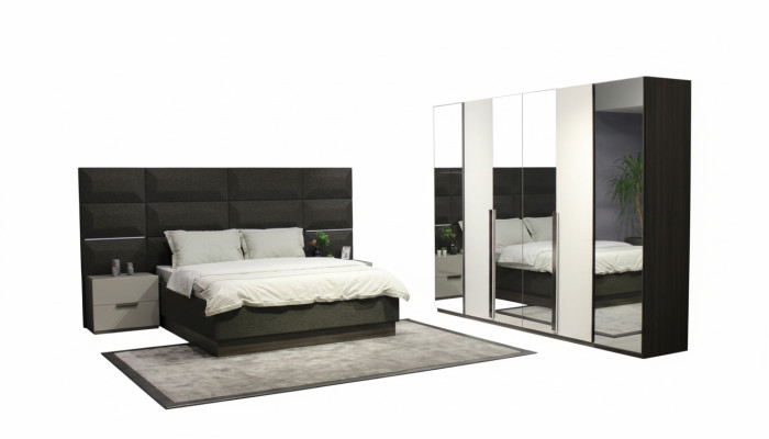 Complete bedroom furniture set bed 2x nightstand vanity mirror 8-piece new