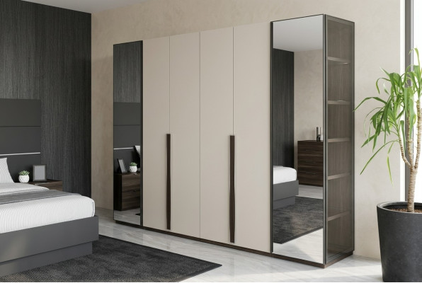 Wardrobe Designer Wardrobe with Mirror Bedroom Luxury Furniture Wood New