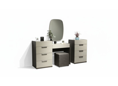 Dressing table with mirror makeup bedroom design furniture wood 2-piece set. New