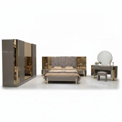 Bedroom Set Luxury Complete Bed 2x Nightstand Wardrobe 4-piece Set