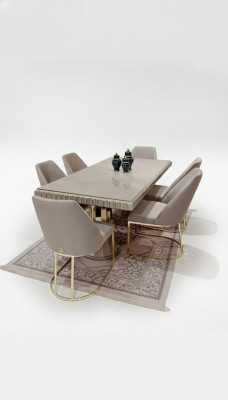 Luxury Table Beige Stainless Steel Tables Italian Design Dining Tables Dining Table New
