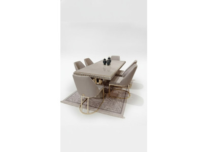 Luxury Table Beige Stainless Steel Tables Italian Design Dining Tables Dining Table New