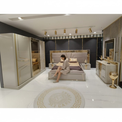 Bedroom complete bed 2x nightstands wardrobe dresser with mirror