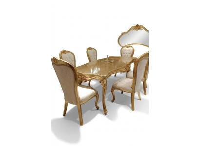 Classic Dining Table 200x110cm Gold Luxury Wood Table Dining Kitchen New Design Tables