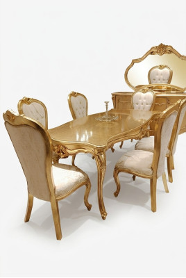 Design dining room complete with dining table + 6 chairs classic furniture wooden table new