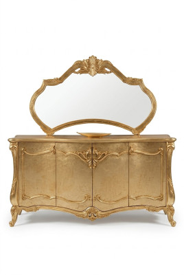 Luxury sideboard dresser with mirror set wooden dresser classic