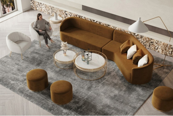 Corner sofa L-shape living landscape relax seating design couch lounge sofas velvet sofa
