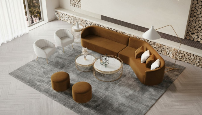 Corner sofa L-shape living landscape relax seating design couch lounge sofas velvet sofa