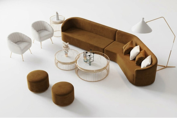 Corner sofa L-shape living landscape relax seating design couch lounge sofas velvet sofa