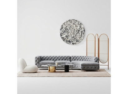 Chesterfield seat design couch lounge sofas textile corner sofa L-shape living landscape