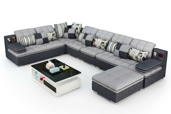 Furniture living landscape luxury corner sofa U-shape upholstered sofas relax couch textile seat