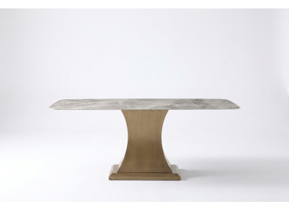 Luxury dining table metal stainless steel tables furniture column table marble style dining tables