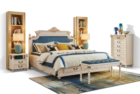 Bed Cushion Design Luxury Double Hotel Beds Bedroom Baroque Wood Furniture New