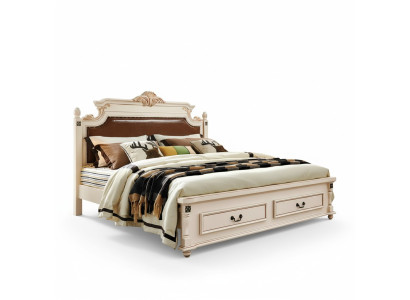 Bed Cushion Design Luxury Double Hotel Beds Bedroom Baroque Wood Furniture New