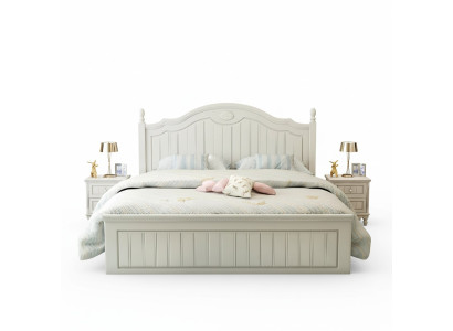 Set Bedroom Double Bed 2x Nightstand Complete Set Wood Furniture 3 pcs.