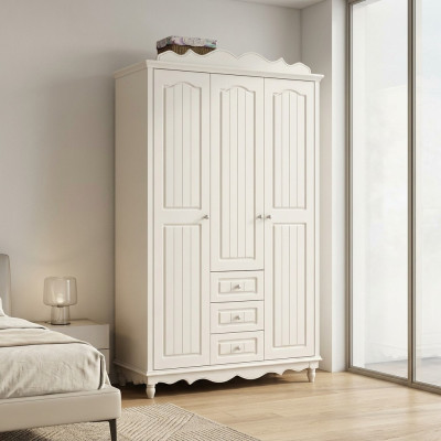 Country style furniture classic wardrobe cabinet wood bedroom white